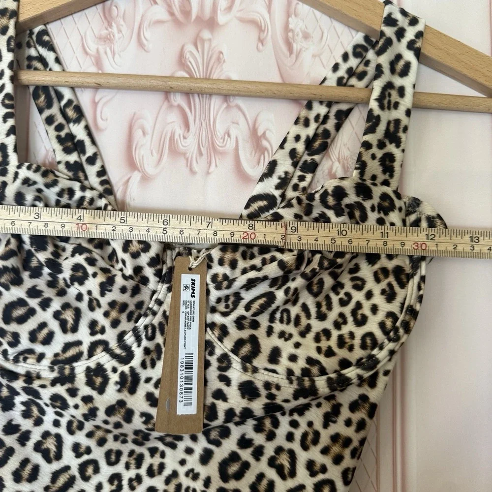 SKIMS Signature Swim Underwire One Piece Champagne Leopard Print Size M NWT